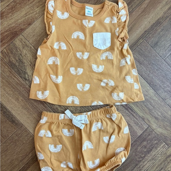 PL Baby Petit Lem Other - White and Yellow Heart Print Matching Set with Sleeveless Top
